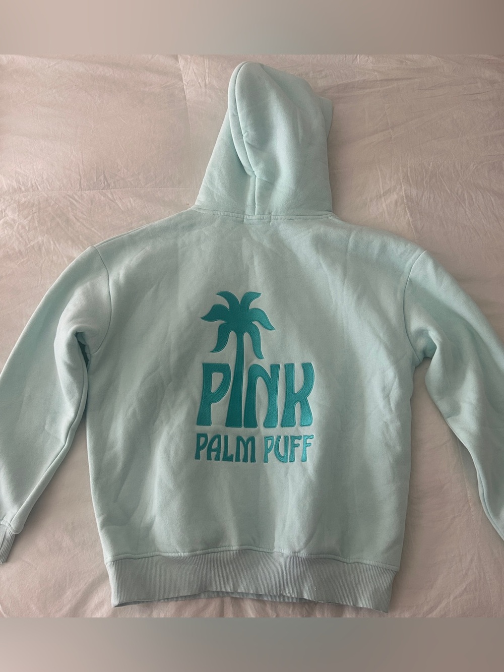 Pink palm puff hoodie